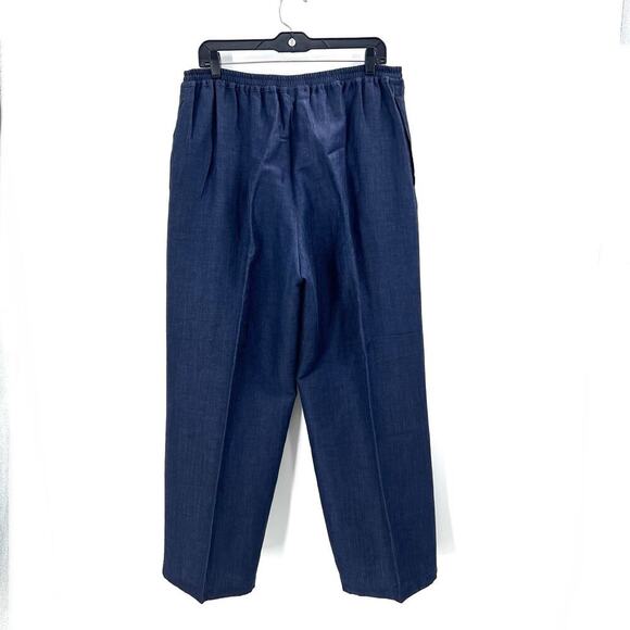 Eskandar Navy Blue 100% Linen Wool Blend Pull On Wide Leg Trouser Pants Size 2 - Picture 3 of 8